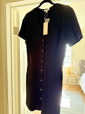 NEW Joie Black Button-Front Mini Dress with pockets